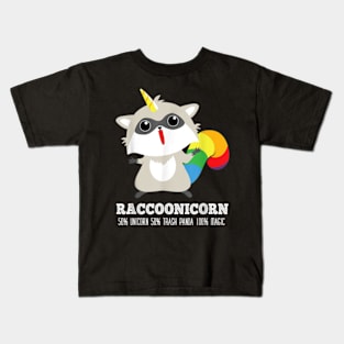 Racoonicorn Funny Trash Panda Raccoon With Unicorn Horn Kids T-Shirt